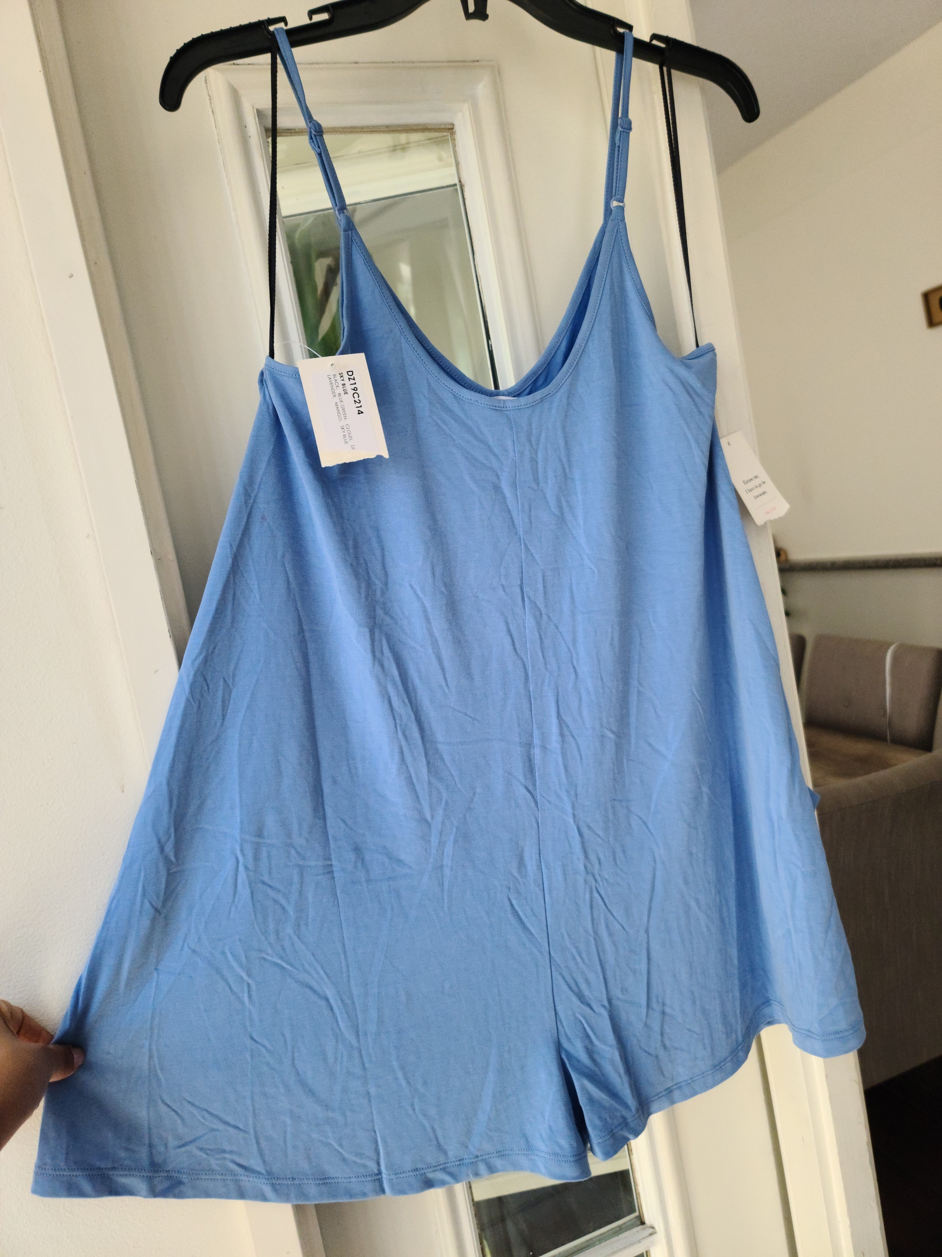 Double Zero Light Blue Spaghetti Strap Romper — image 4 of 6